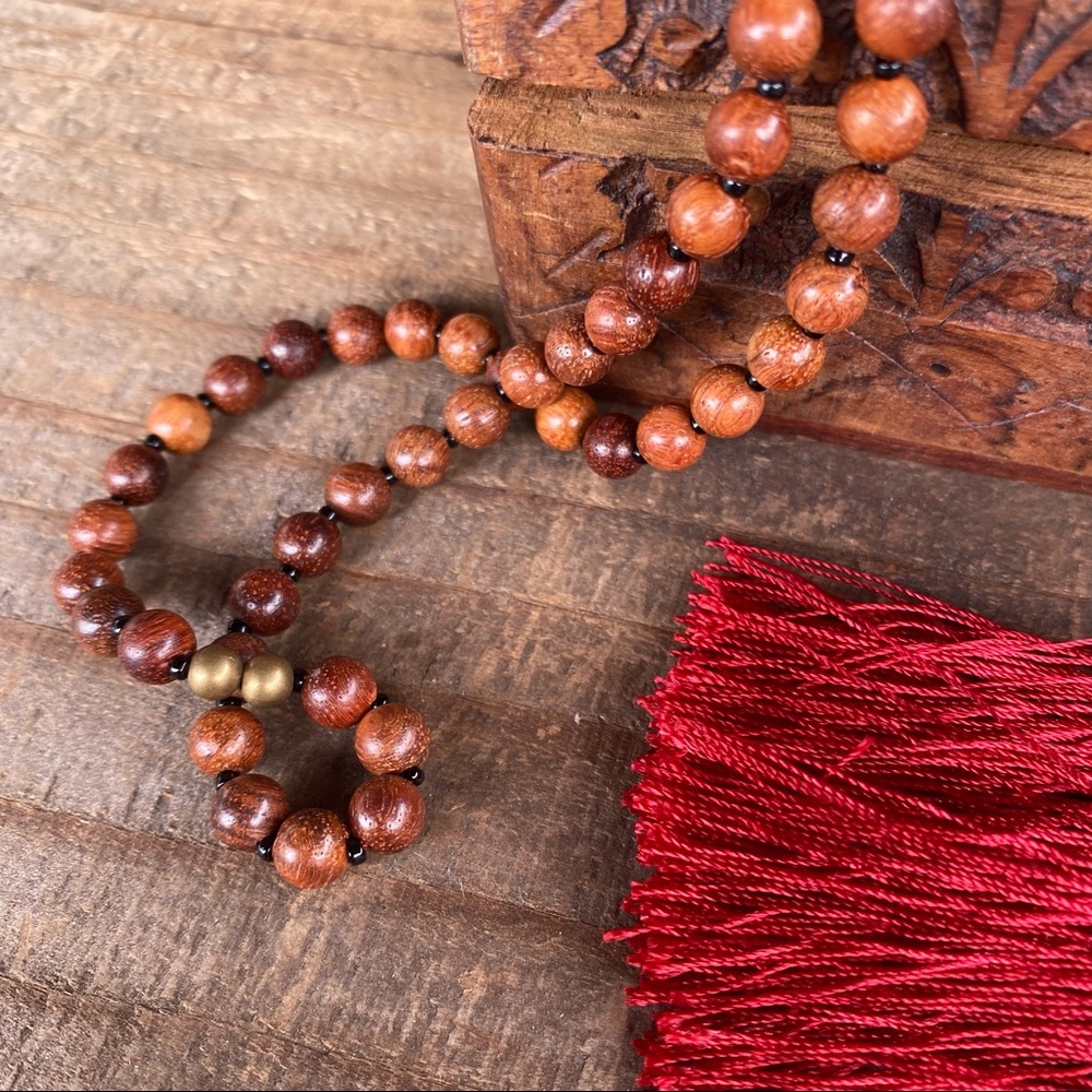 โจGREEN JASPER/ROSEWOOD/TIGER EYE MALA NECKLACE - Picture 7 of 16